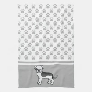 Black Pied American Bulldog With Grey Paws Pattern Towel