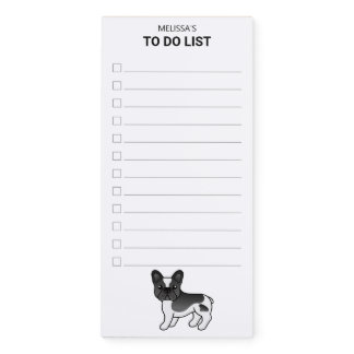 Black Pied French Bulldog Cartoon Dog To Do List Magnetic Notepad
