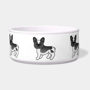 Black Pied French Bulldog Cute Cartoon Dog Bowl