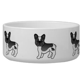 Black Pied French Bulldog Cute Cartoon Dog Bowl