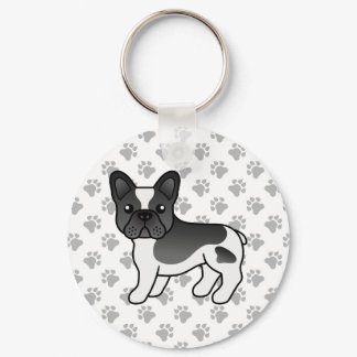 Black Pied French Bulldog Cute Cartoon Dog Keychain