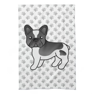 Black Pied French Bulldog Cute Cartoon Dog Kitchen Towel