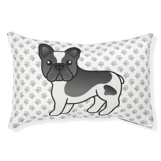 Black Pied French Bulldog Cute Cartoon Dog &amp; Paws Pet Bed