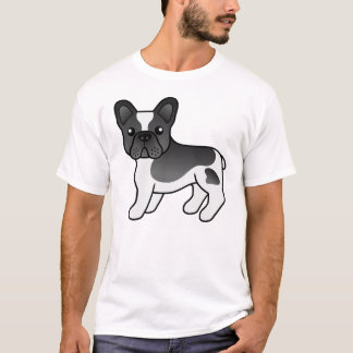 Black Pied French Bulldog Cute Cartoon Dog T-Shirt