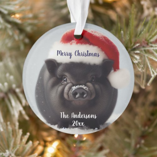 Black Pig Christmas  Ornament