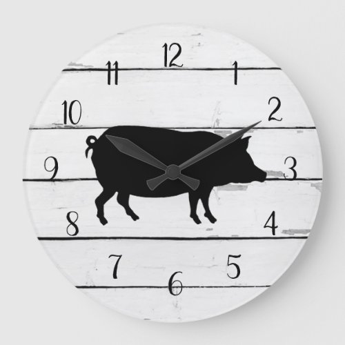 Black Pig Shiplap Farmhouse Decor Large Clock