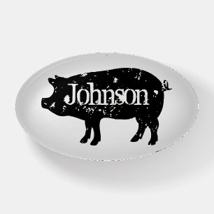 Black pig silhouette custom acrylic paperweight
