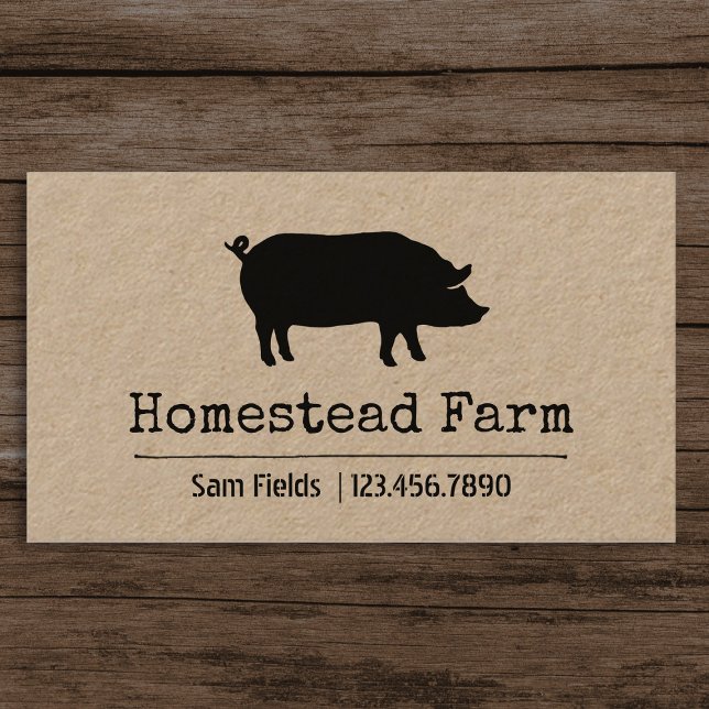 Black Pig Silhouette Simple Farm Animal Country Business Card (Creator Uploaded)