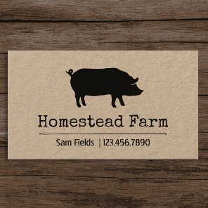Black Pig Silhouette Simple Farm Animal Country Business Card
