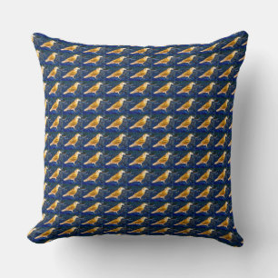 black pillow with brown raven