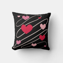 Black pillow with hearts