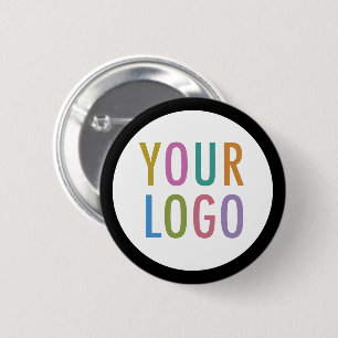 Black Pin Back Button Badge Custom Logo No Minimum
