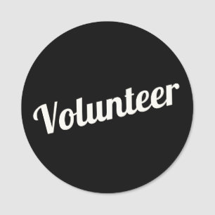 Black Pin-back Volunteer Buttons Name Tag