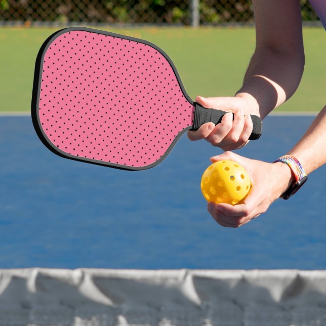 Black Pin Dots On Pink Pickleball Paddle (Insitu)