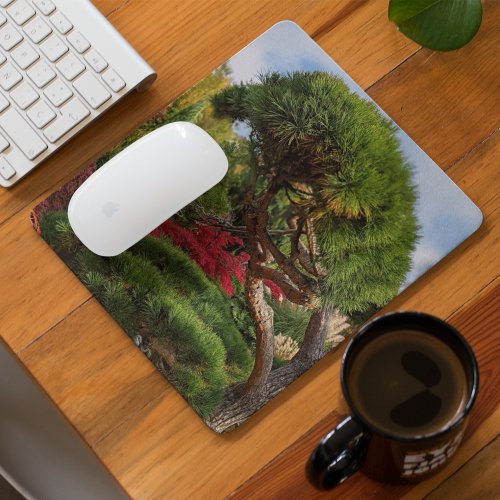 Black Pine and Red Japanese Maple Tree Mouse Pad