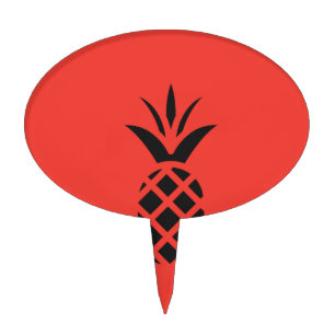 Black Pine Apple in Red Cake Topper