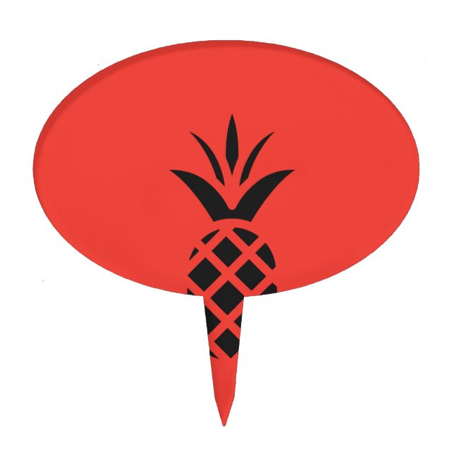 Black Pine Apple in Red Cake Topper (Front)