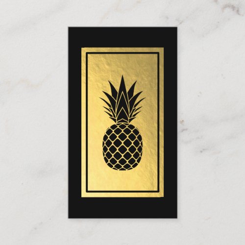 Black Pineapple Faux Gold Foil Business Card