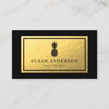 Black Pineapple - Faux Gold Foil Business Card by istanbuldesign at Zazzle