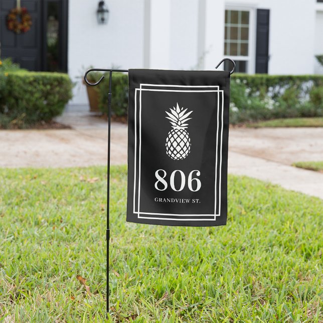 Black | Pineapple House Number & Street Name Garden Flag (Creator Uploaded)