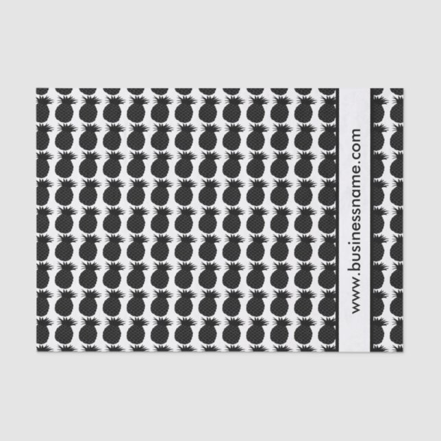 Black Pineapple Pattern Custom Text Tissue Paper (Front)