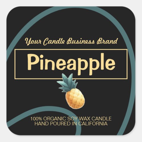 Black Pineapple Style Modern Soy Candles Labels 