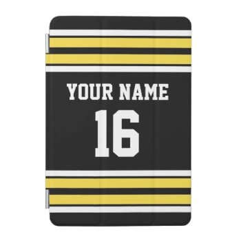 Black Pineapple Yellow Team Jersey Name Number Ipad Mini Cover by FantabulousCases at Zazzle
