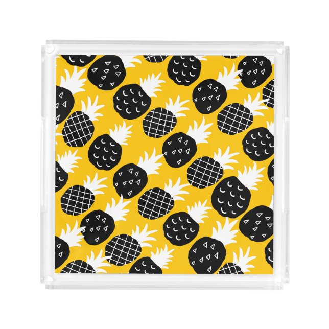 Black pineapples acrylic tray (Front)