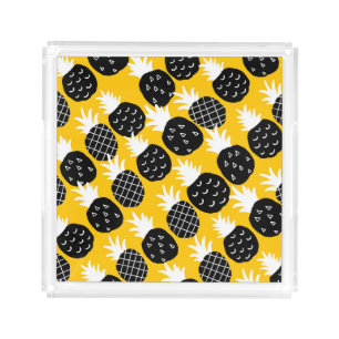 Black pineapples acrylic tray