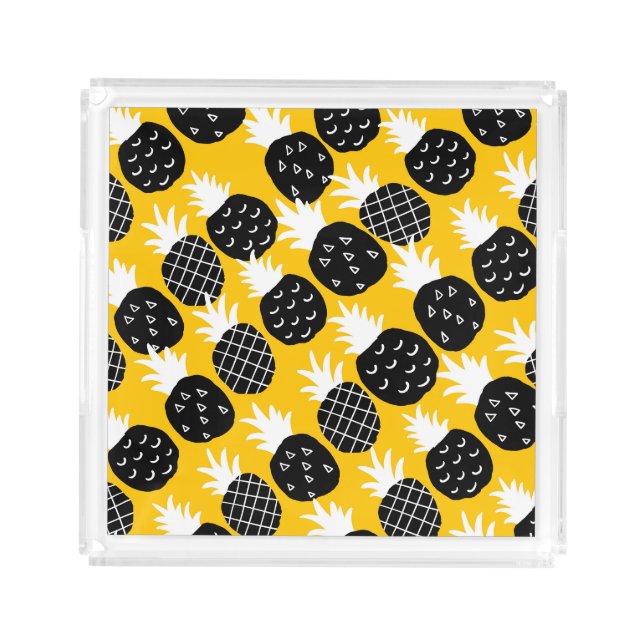 Black pineapples acrylic tray (Front)