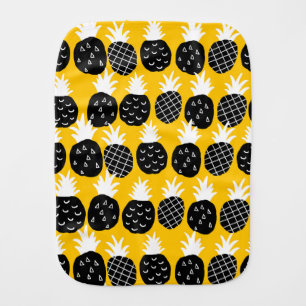 Black pineapples baby burp cloth