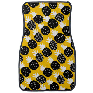Black pineapples car floor mat