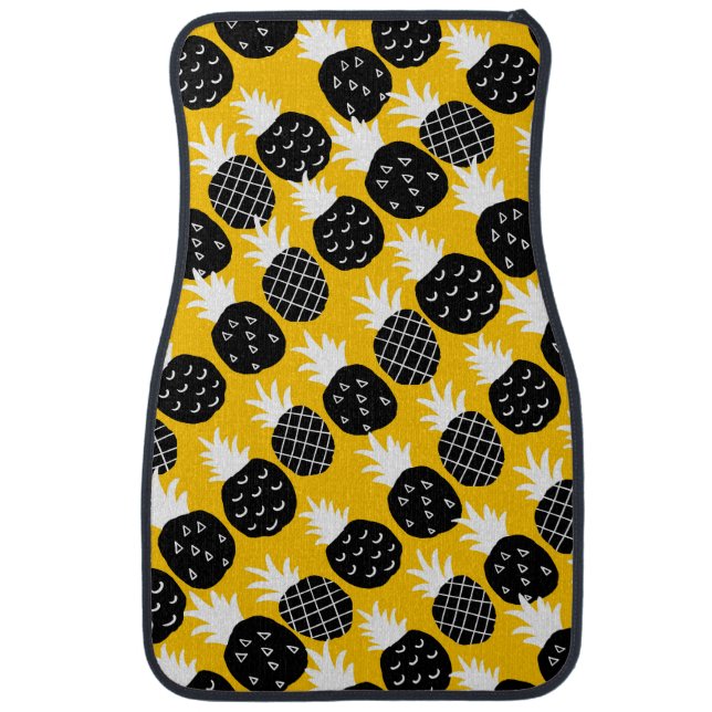 Black pineapples car floor mat (Front)