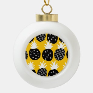 Black pineapples ceramic ball christmas ornament