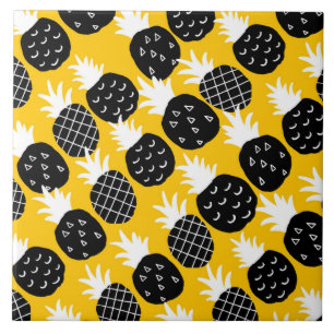 Black pineapples ceramic tile