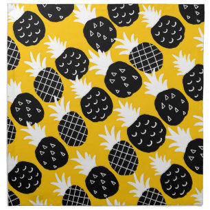 Black pineapples cloth napkin
