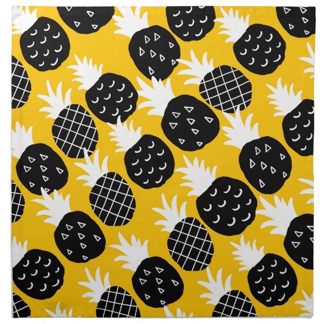 Black pineapples cloth napkin (Front)