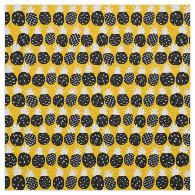 Black pineapples fabric (Swatch)
