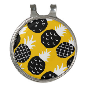 Black pineapples golf hat clip