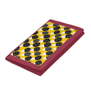 Black pineapples tri-fold wallet
