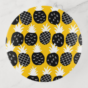 Black pineapples trinket tray