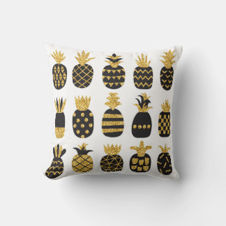 Black Pineapples: Unique Textured Set Throw Pillow