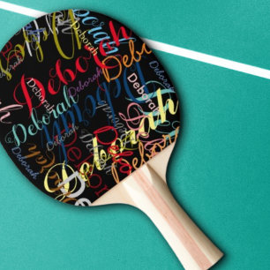 Black Ping Pong Paddles with Name