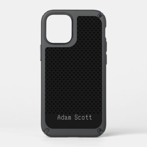Black Pinhole Carbon Fiber Graphite Polymer Speck iPhone 12 Mini Case