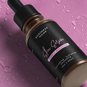 Black & Pink 2 OZ Dropper Bottle Waterproof Label