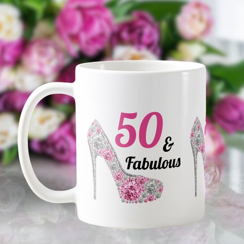 Black Pink 50 and Fabulous Birthday Party Coffee Mug