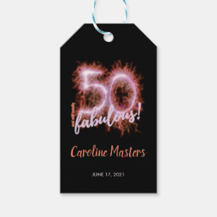 Black Pink 50 & still Fabulous 50th Birthday Party Gift Tags