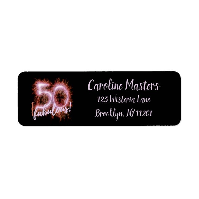 Black Pink 50 & still Fabulous 50th Birthday Party Label (Front)