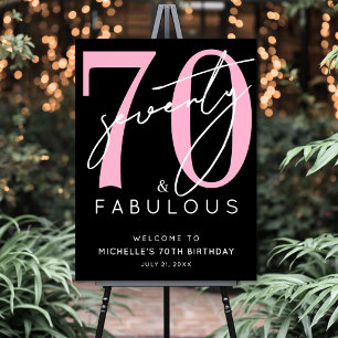 Black Pink 70th Birthday Welcome Sign