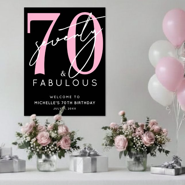 Black Pink 70th Birthday Welcome Sign (Black Pink 70th Birthday Welcome Sign )